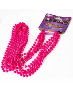Collar plástico perlas liso 6und +14a rosado