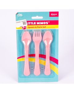 Cuchara y tenedor plástico Little mimos para bebé liso 3pzas +4m surtido