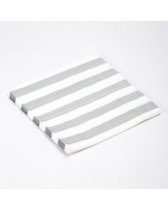 Servilleta papel 33x33cm 10und plateado blanco metalizado