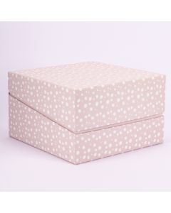 Caja cuadrada regalo estampado lunares 22.5x22.5x13.7cm rosado