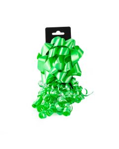 Mono plástico liso con cinta curling 5pulg verde