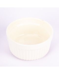 Ramekin porcelana con relieve 4pulg blanco