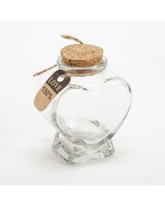 Frasco vidrio corazón con tapón corcho 7.5x6.3cm