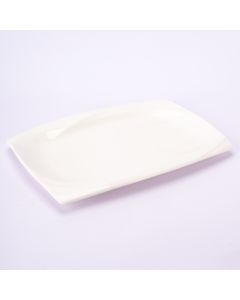 Plato porcelana liso rectangular 14pulg blanco