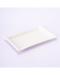Plato porcelana liso rectangular 10pulg blanco