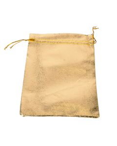 Bolsa tela lisa brillante con cordón ajustable 13x18cm dorado