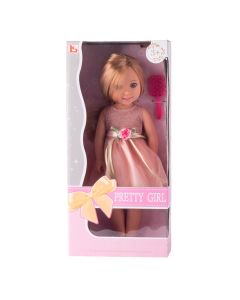 Muñeca plástica pretty girl con vestido y accesorio 15pulg