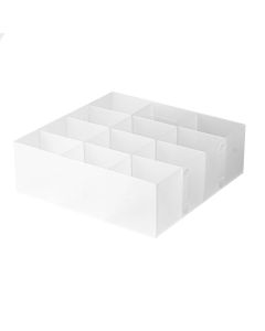 Caja almacenamiento plástica lisa cuadrada con divisiones 30x30x10cm