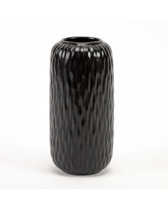 Adorno cerámica boltze zalina con relieve franja 9x19.1cm grande negro