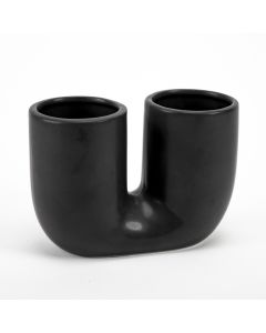 Adorno cerámica liso forma u 17cm negro