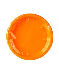 Plato plástico liso 7pulg 8und naranja