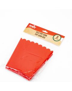 Caja cartón para palomitas lisa 8und rojo