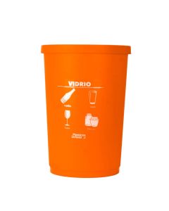 Basurero con tapa 65 litros reciclaje vidrio naranja home pro
