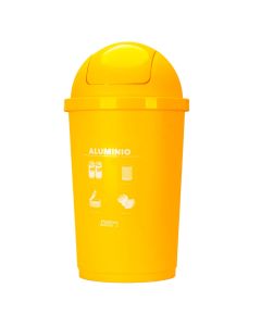Basurero con tapa 65 litros reciclaje aluminio amarillo home pro