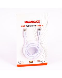 Cable usb Magnavox tipo c a tipo c carga rápida 3pies blanco