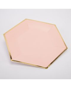 Plato cartón hexagonal liso borde 7pulg 6und