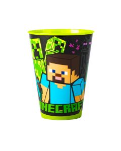 Vaso plástico estampado Minecraft 430ml verde