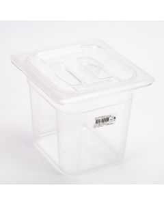 Recipiente acrílico cuadrado liso con tapa para refrigeradora 1/6x150 