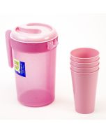 Set pichel 3l con vasos plástico rosado