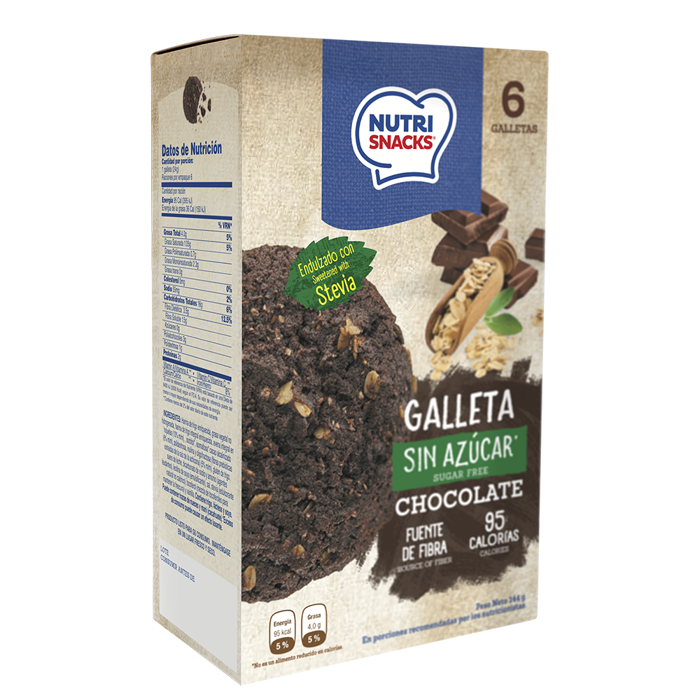 Galleta Nutrisnacks Chocolate Avena Sin Azúcar 