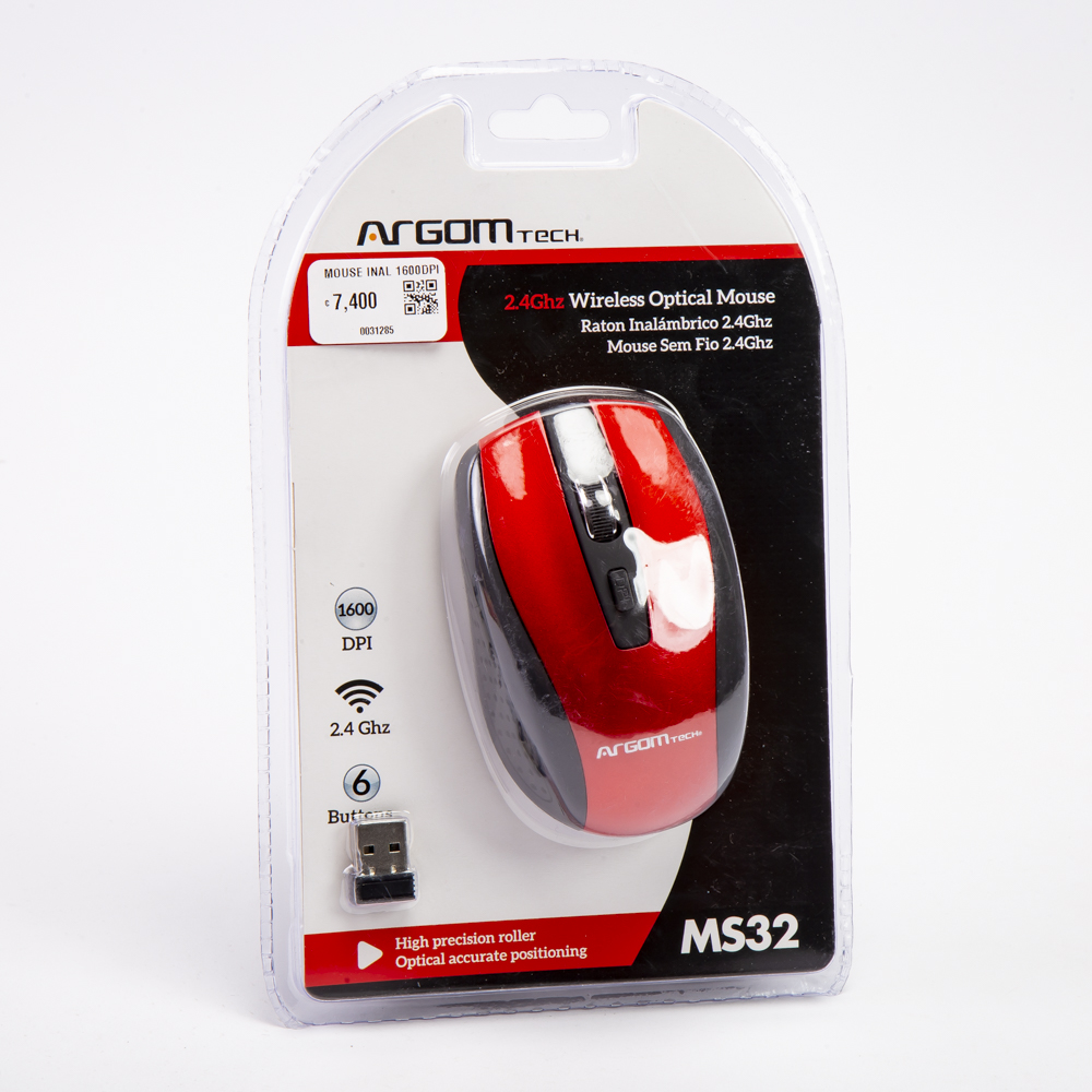 Mouse USB inalámbrico 1600dpi rojo