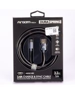 Cable Argom micro USB a USB 2.0 dura spring trenzado de metal gris