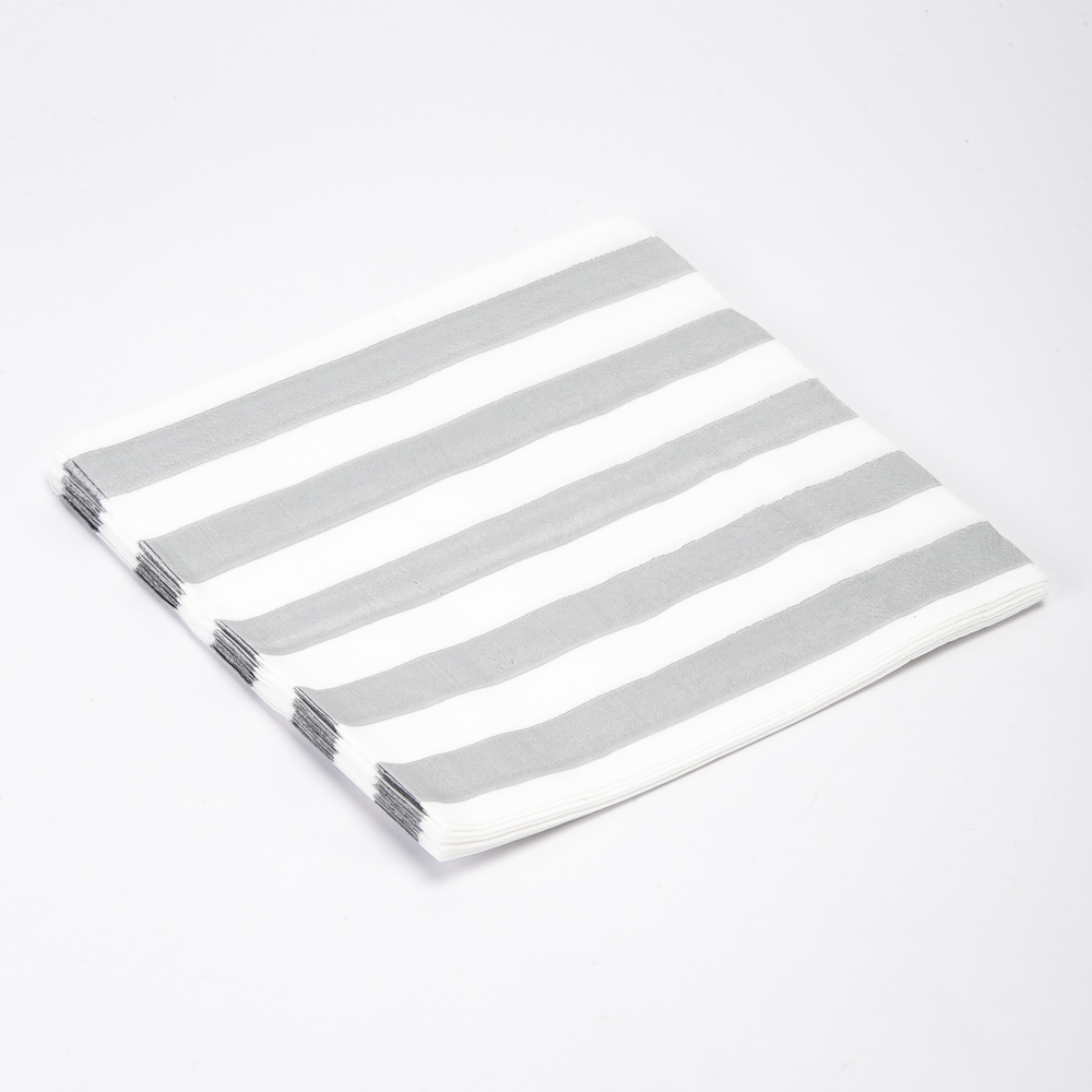 Servilleta papel 33x33cm 10und plateado blanco metalizado
