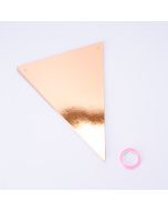 Banderín cartón forma triangulo liso 18.8x25.5cm 11und oro rosa