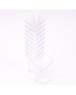 Vaso plástico cuadrado para helado 10und 68ml 7.9x7cm transparente