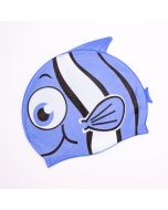 Gorra plastica para natacion liso figura pez azul y negro