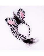 Diadema plástica y accesorio estampado zebra