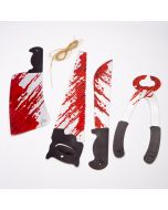 Figura decorativa colgante Halloween cuchillo estampado sangre 4pzas std