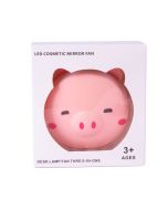 Espejo y ventilador diseño cerdo con luz led rosado