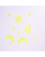 Figura plástica estrella/luna flourescente 3-8cm 12pzas