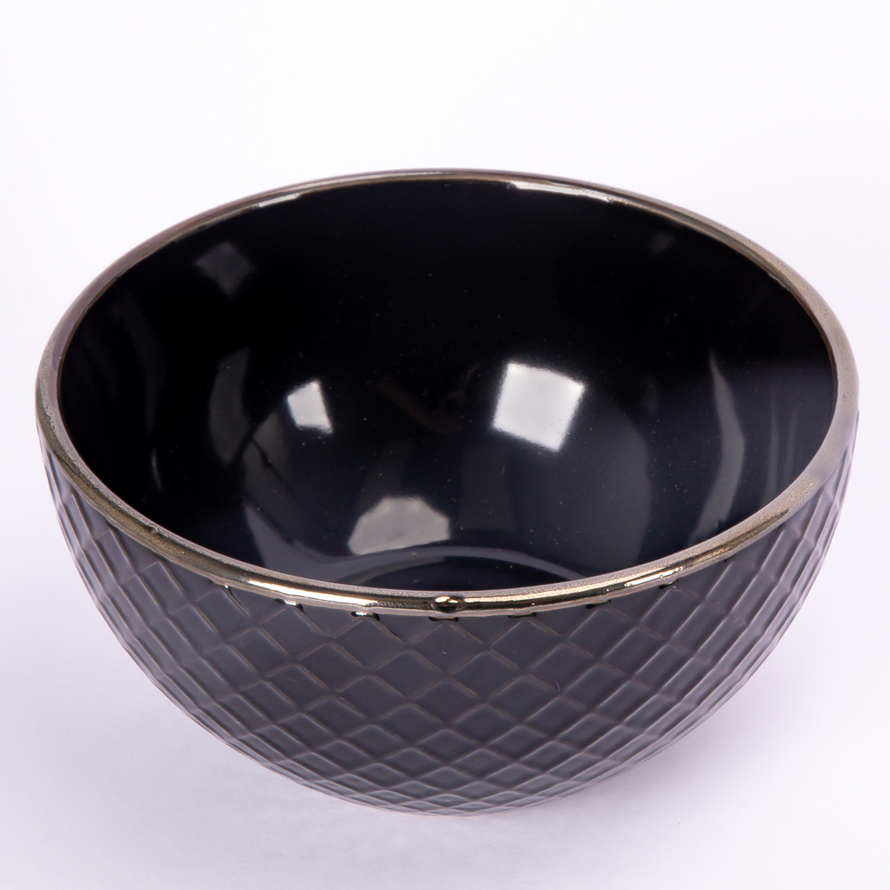 Bowl porcelana liso con relieve 6 pulgadas negro