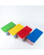 Caja plástica para almacenamiento con tapa forma lego 31.5x15.5x16cm surtido