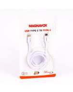 Cable usb Magnavox tipo c a tipo c carga rápida 3pies blanco