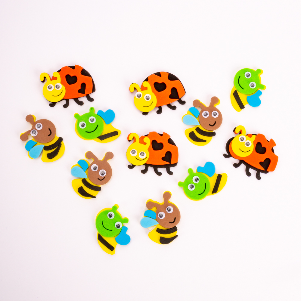 Figura foamy abeja y mariquita 3d 12pzas surtido