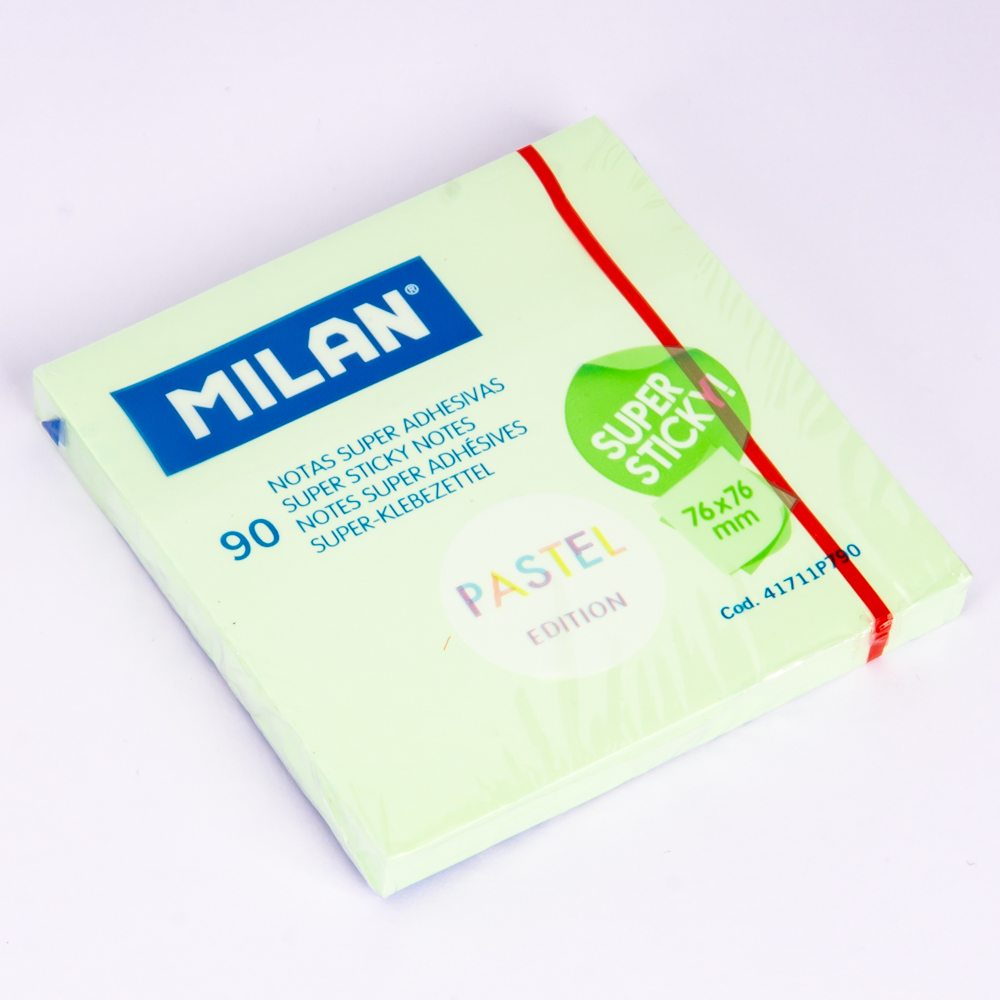 Nota adhesiva Milan 76x76mm verde pastel 100 hojas