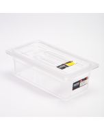 Recipiente acrílico rectangular liso con tapa para refrigerador 1/3x100 